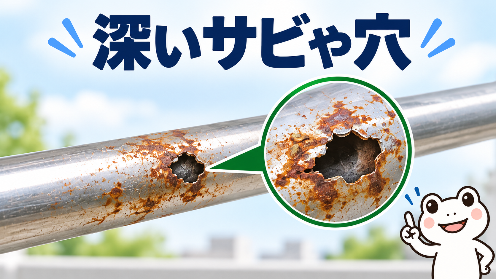 深いサビや穴がある