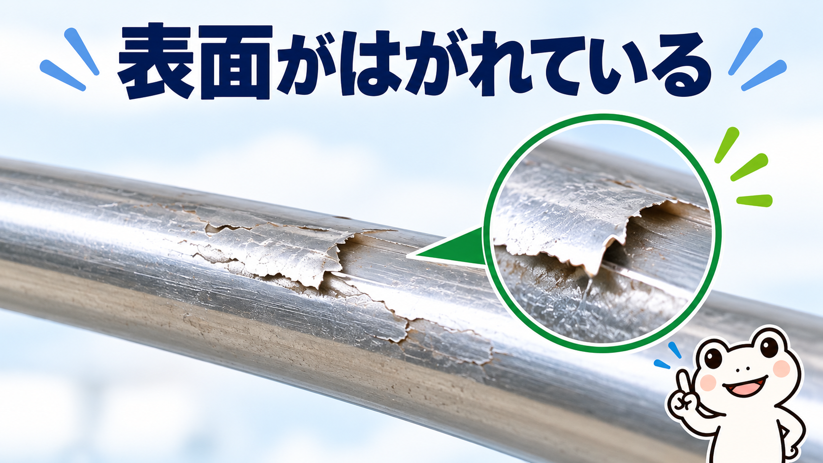 表面がはがれ、衣類に引っ掛かる